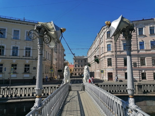 Сломанные вандалом фонари Львиного моста отправили на реставрацию