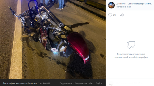 В двойной аварии на КАД у Дачного пострадал байкер