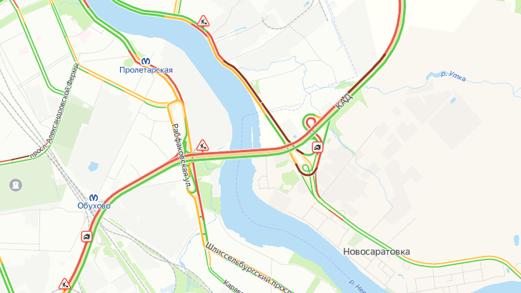 Петербуржцы жалуются на огромную пробку на КАД в районе Вантового моста