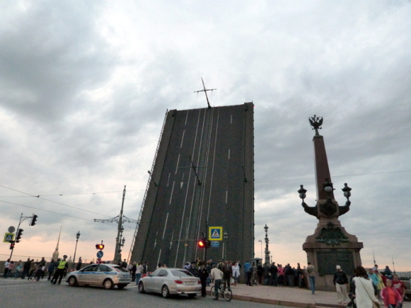 В Петербурге после штормового ветра слетели короны с фонарей на Троицком мосту