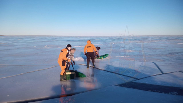 Спасатели Ленобласти сняли двух рыбаков с льдины в Ладожском озере