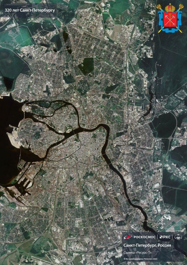 В “Роскосмосе” сделали спутниковый снимок в честь 320-летия основания Петербурга