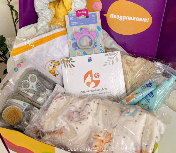 В подарок для новорожденных ленинградцев вошли нужные вещи и первый альбом