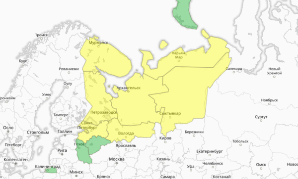 Петербург вводит «желтый уровень» опасности из-за мороза и смога