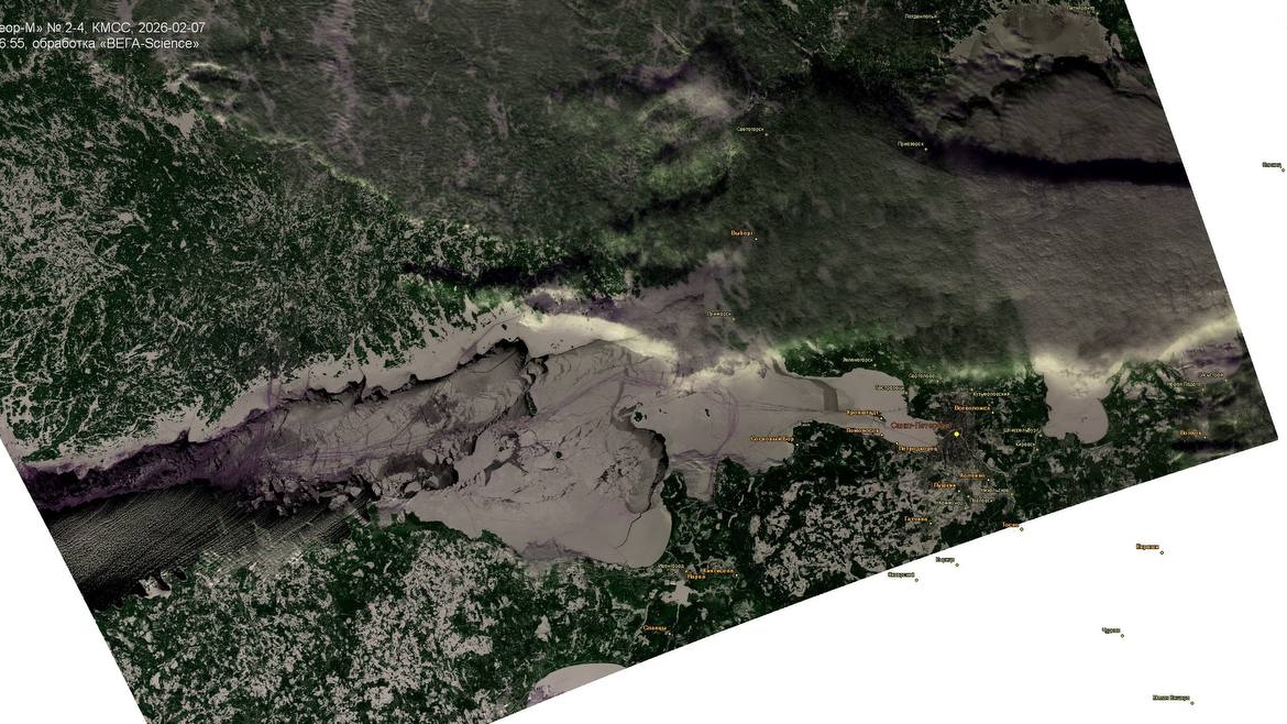 Спутник JPSS1 снял лед в акватории Петербурга